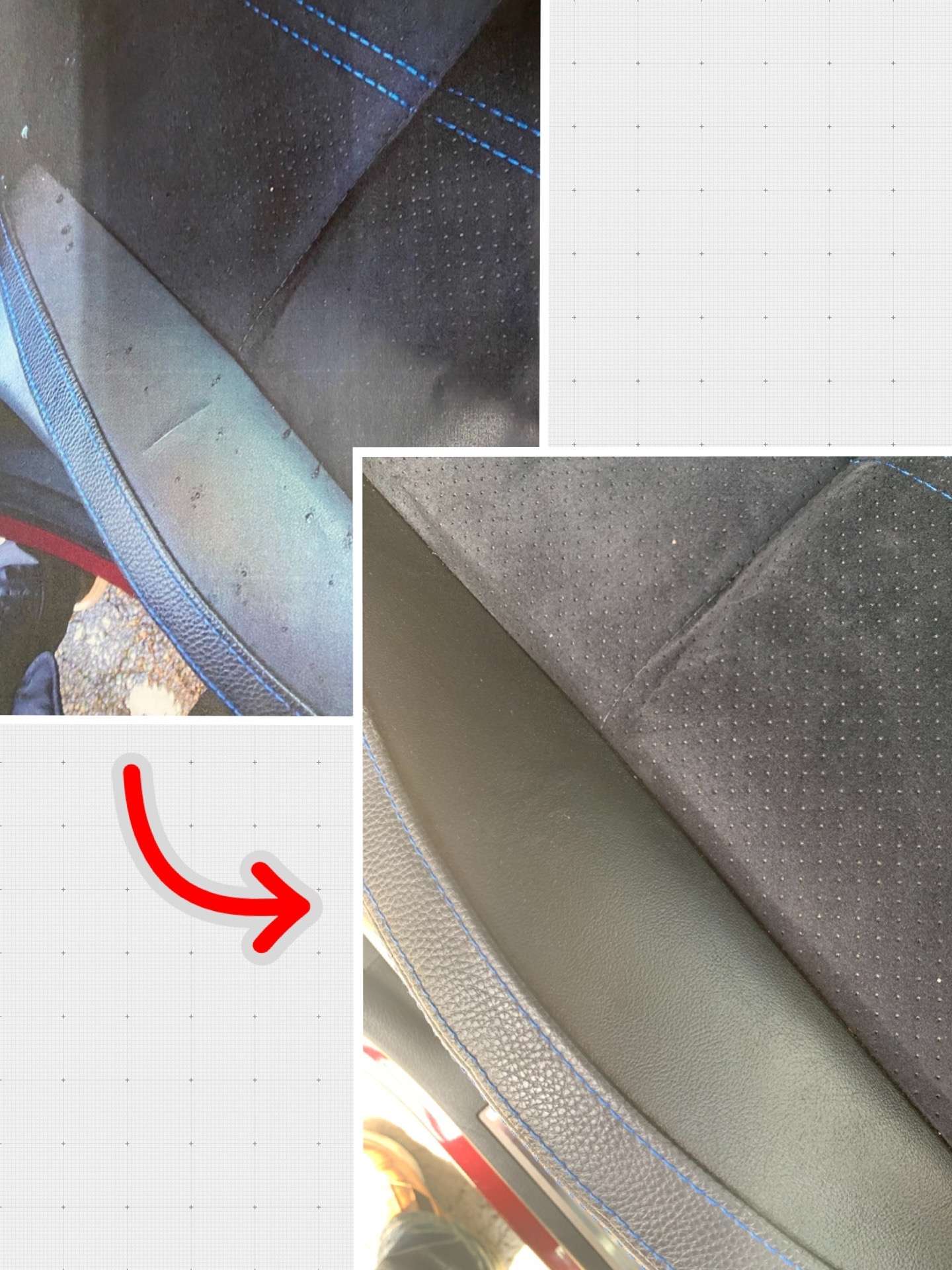 車の合皮レザーシート|破れ、切り傷の修理　［全国対応の革製品修理］